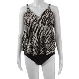 Magic Suit Womens Tankini Set Black Abstract Animal Size 12